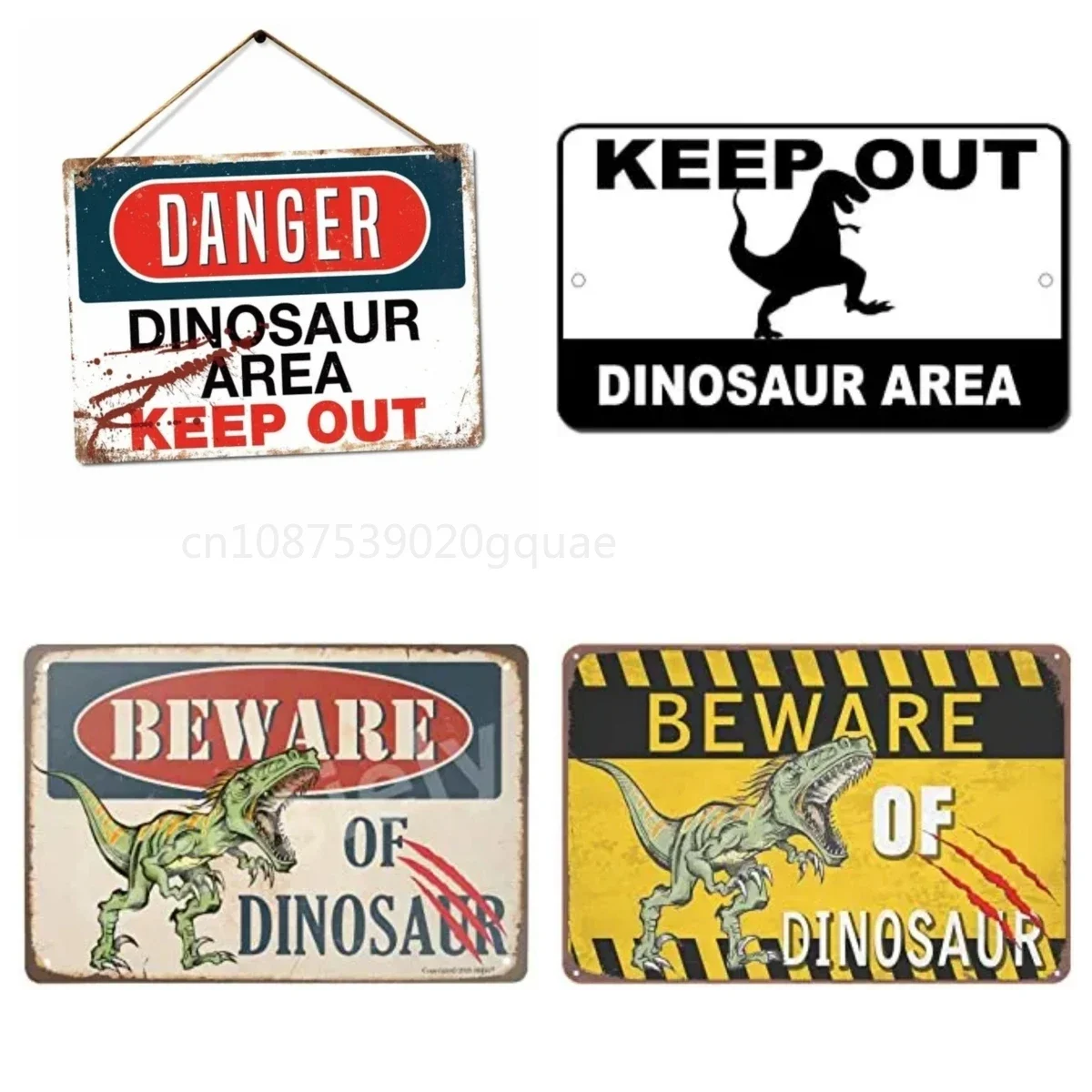 Danger - Dinosaur Area Jurassic Keep Out Park Rex Vintage Metal Tin Sign Retro Tin Plate Sign Wall Art Decor 20*30cm