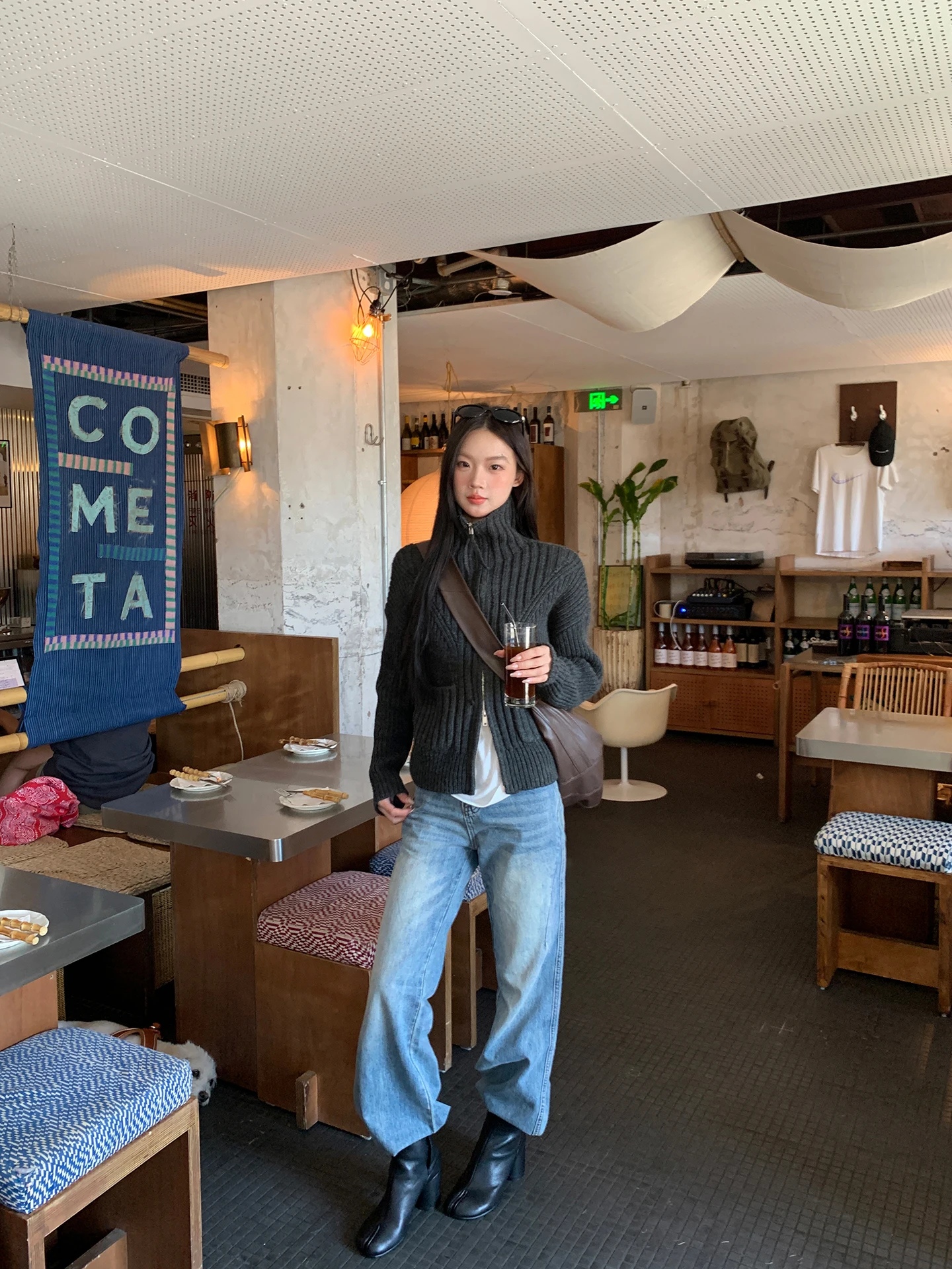 Blue Straight Leg Wide Leg Loose Women's Jeans High Waist Zipper Closure Daily Wear Winter Season Faion Trend High Rise