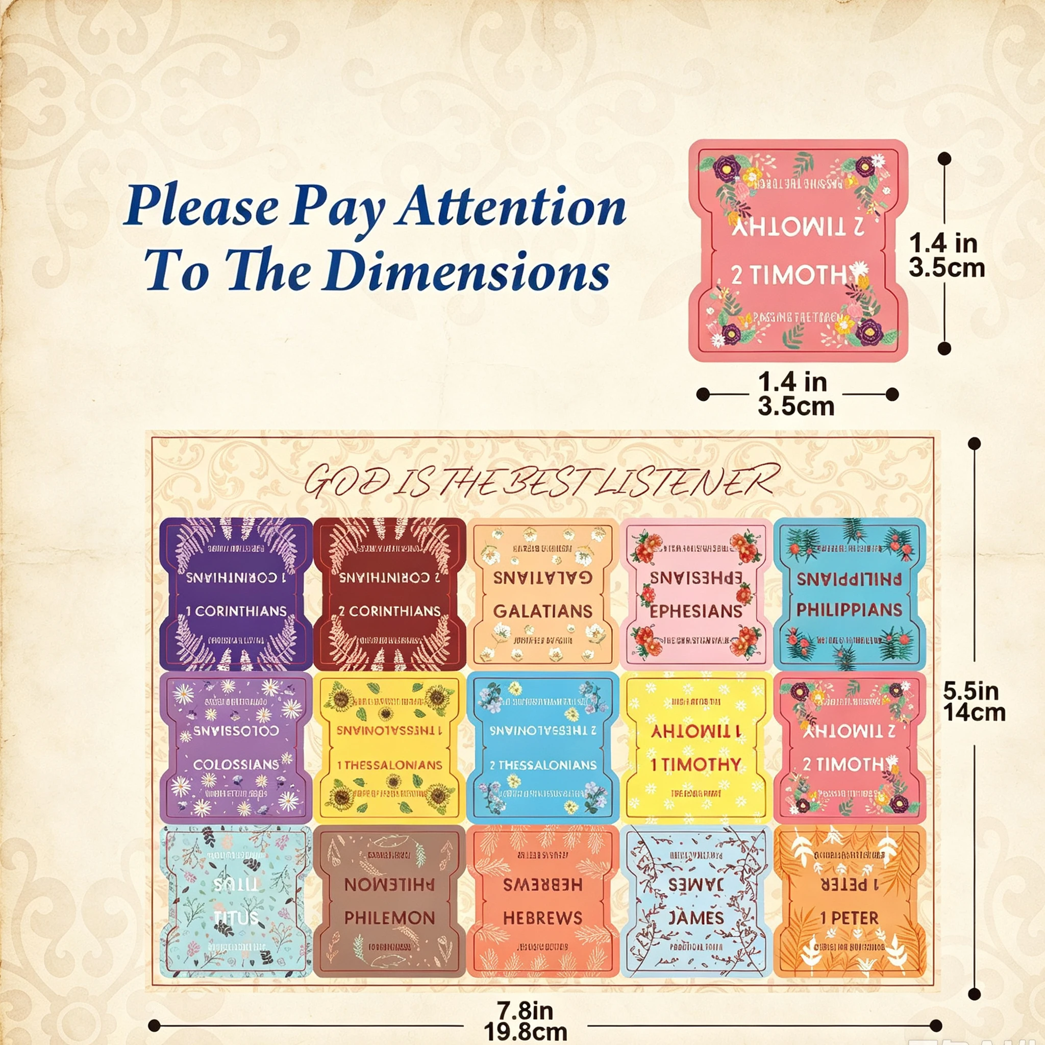 Bible Tabs Pastel Bloom-Soul Nourishing Book Summaries-75 Peel-and-Stick Laminated Bible Tabs for Men Women,Bible Study Supplies