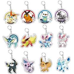 Pokemon Schlüssel bund Spielzeug Pikachu Kawaii Rucksack Anhänger Jirachi Eevee Bulbasaur Charm ander Squirtle Anime Figuren Acryl Schlüssel bund