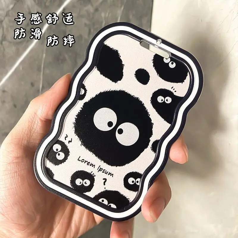 Креативный держатель для карт с черными угольными шариками, чехол для студенческого автобуса, чехол для карт доступа, чехол для карт, чехол для рабочей карты с веревкой на шею