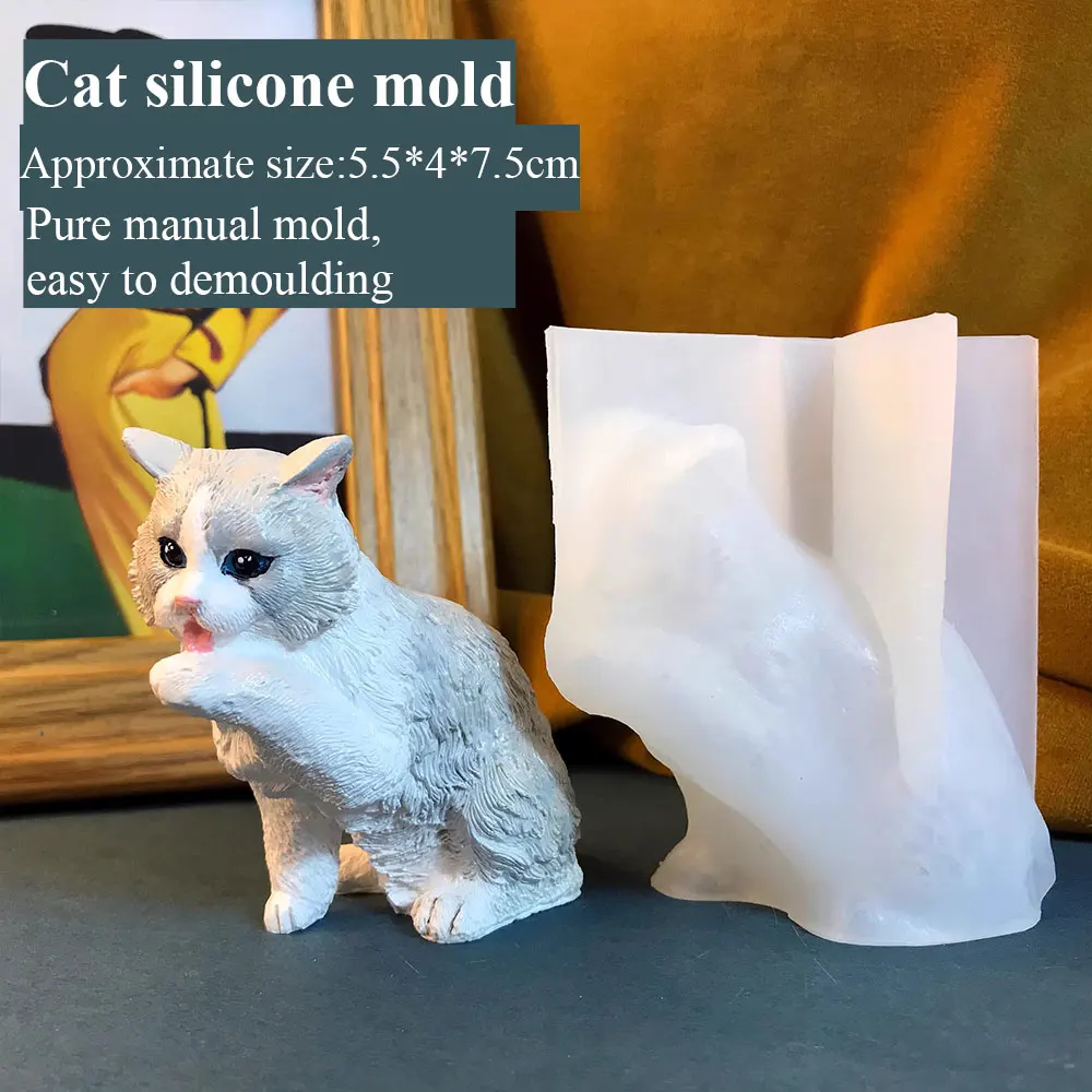 Licking Hand Cat Mold, Dandelion Drop Glue, Aromatherapy Plaster, Handmade, DIY, Three-Dimensional Mold, Cute, Silicone G