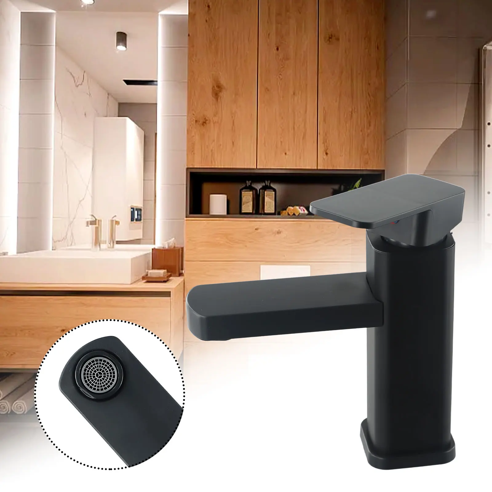 Square Base Bathroom Counter Basin Anticorrosion And Antirust for surface Bathroom Counter Basin Black Filtration System