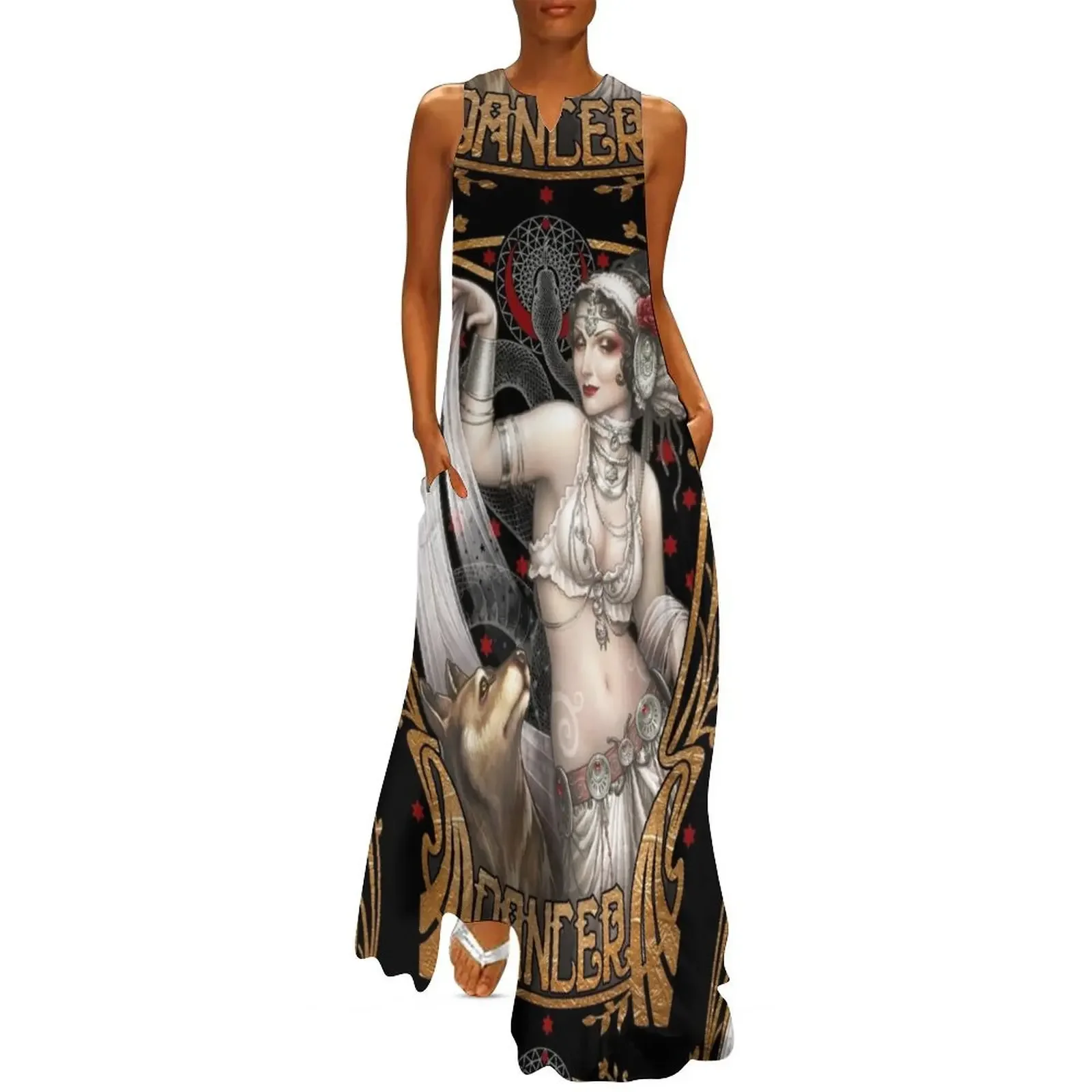 

Dancing with wolves - Tribal Belly dance Long Dress party dresses woman Women's summer suit Dress