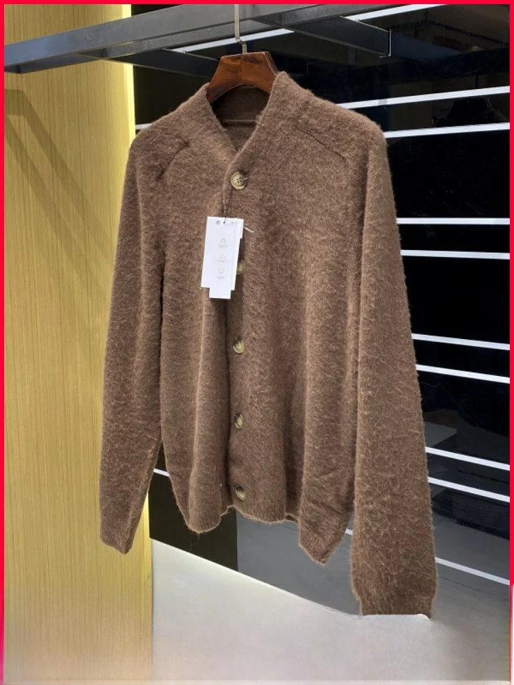 

Мягкий уютный вязаный кардиган с V-образным вырезом для мужчин, осенне-зимний свитер-жакет свободного кроя в повседневном стиле