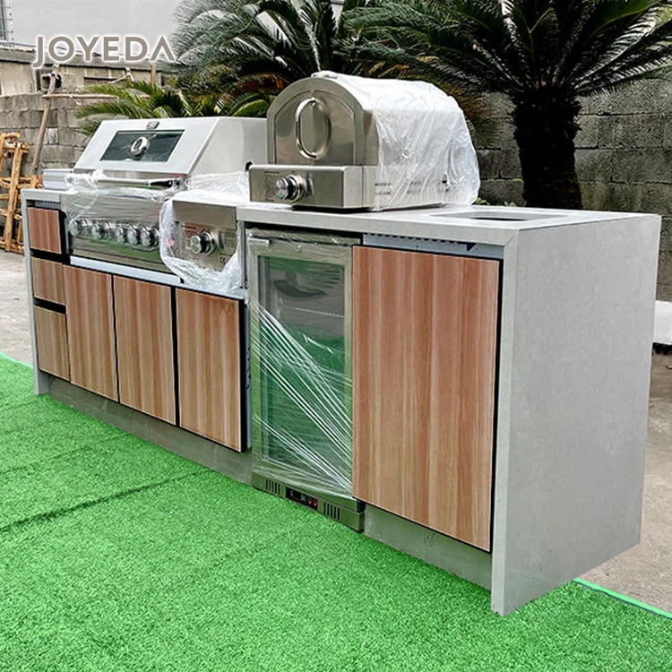 China Factory Portable Charcoal Barbecue Grill Outdoor Kitchen Cabinets Smoker Bbq Grills 3 in 1 Outdoor Kitchen