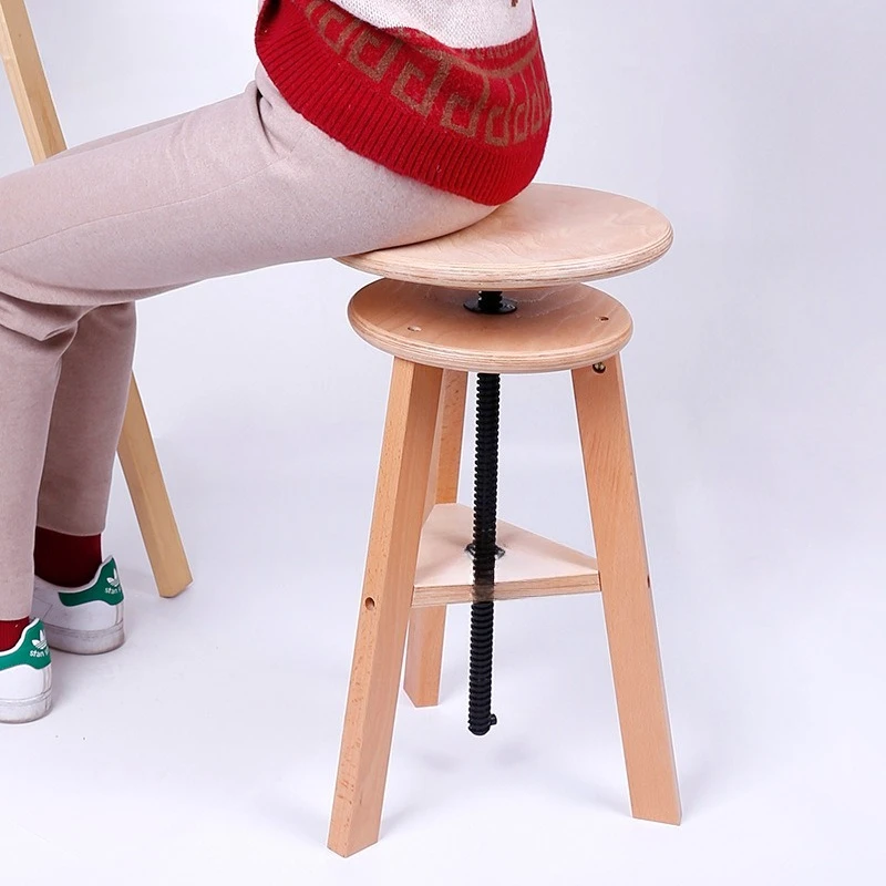 Beech wood painting stool Solid wood adjustable height special bench for art students