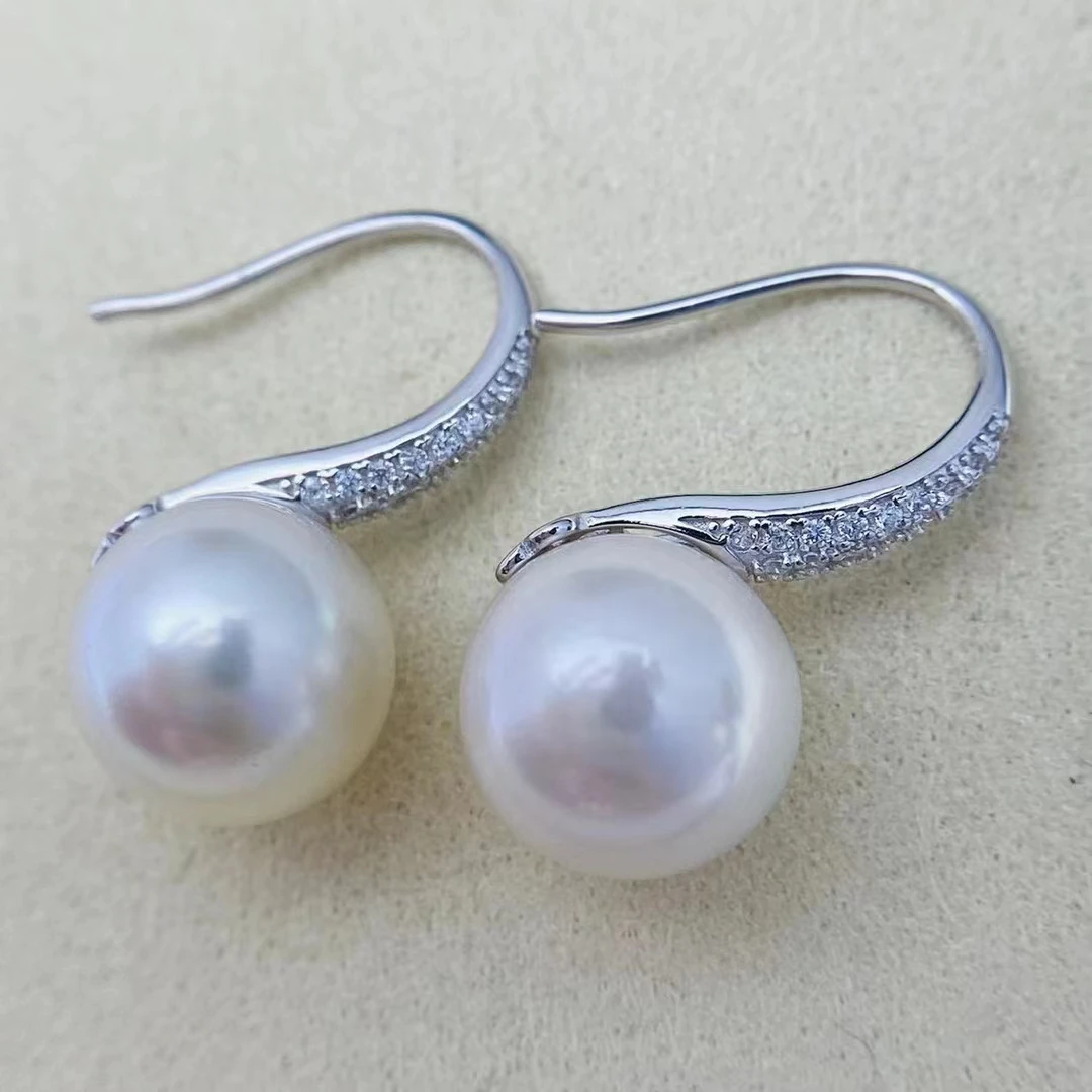 Hot Wholesale 925 Sterling Silver Earrings Mount Findings Settings Base Mounting Parts Accessory for 11-12mm Pearls