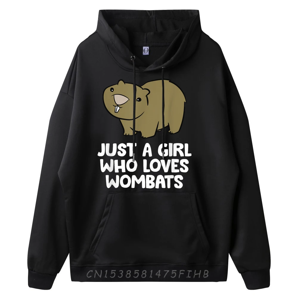 Australian Wombat Just A Girl Hoodies Retro O Neck Normal Printed Long Sleeve women's Sweatshirt Slogan Coats