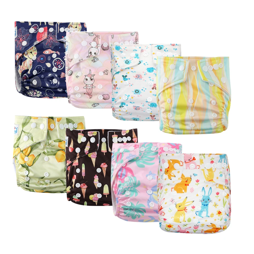 

Лучшая цена! Экологически чистые 8 шт. водонепроницаемые многоразовые детские карманные тканевые подгузники, набор подгузников для малышей, мальчиков и девочек
