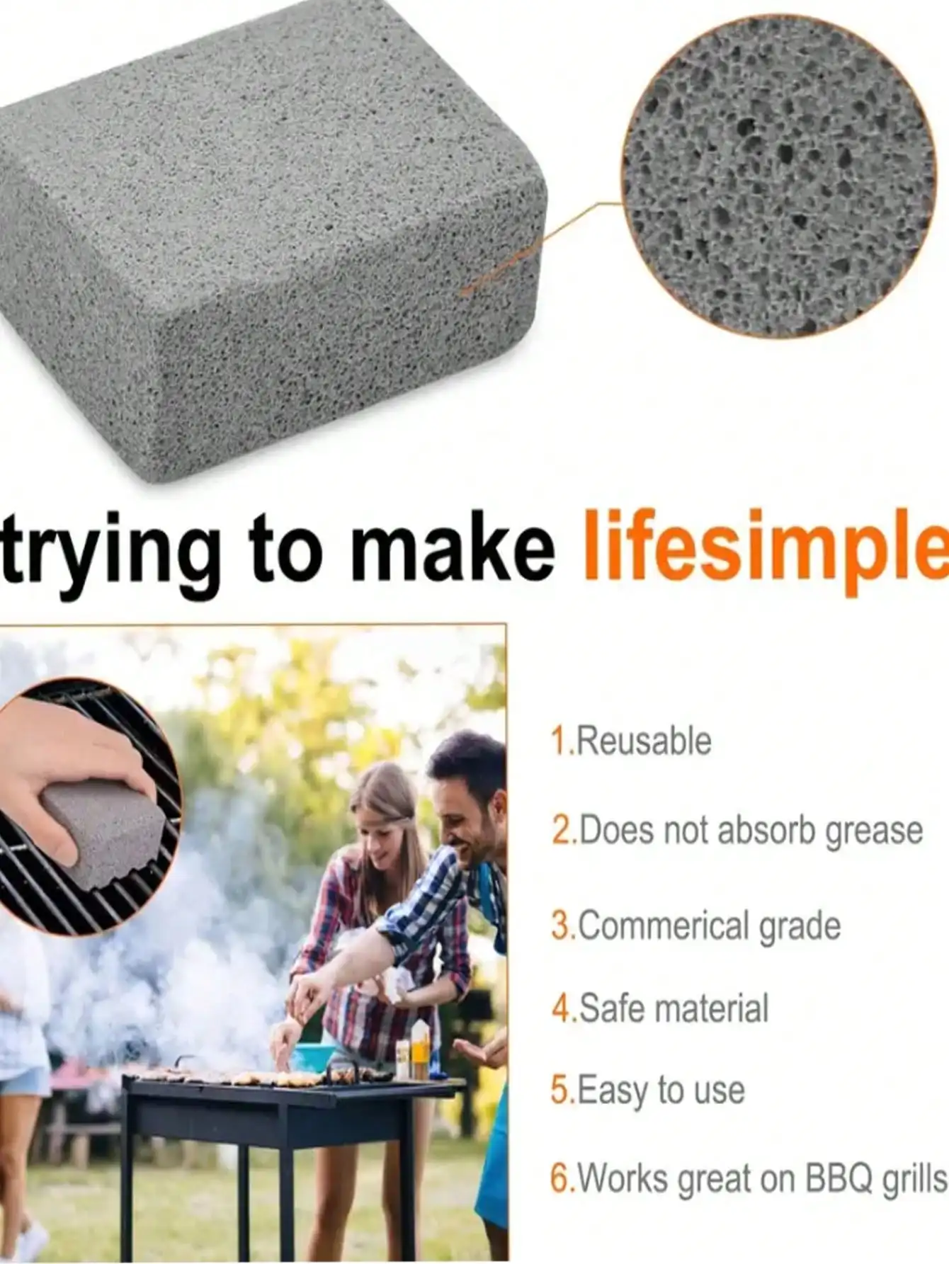 2szt Grill Cleaner Stone Cleaner Block BBQ Strong Cleaning Brush Camping Grate Dirt Removal Rust Iron Plate Cleaner Durable