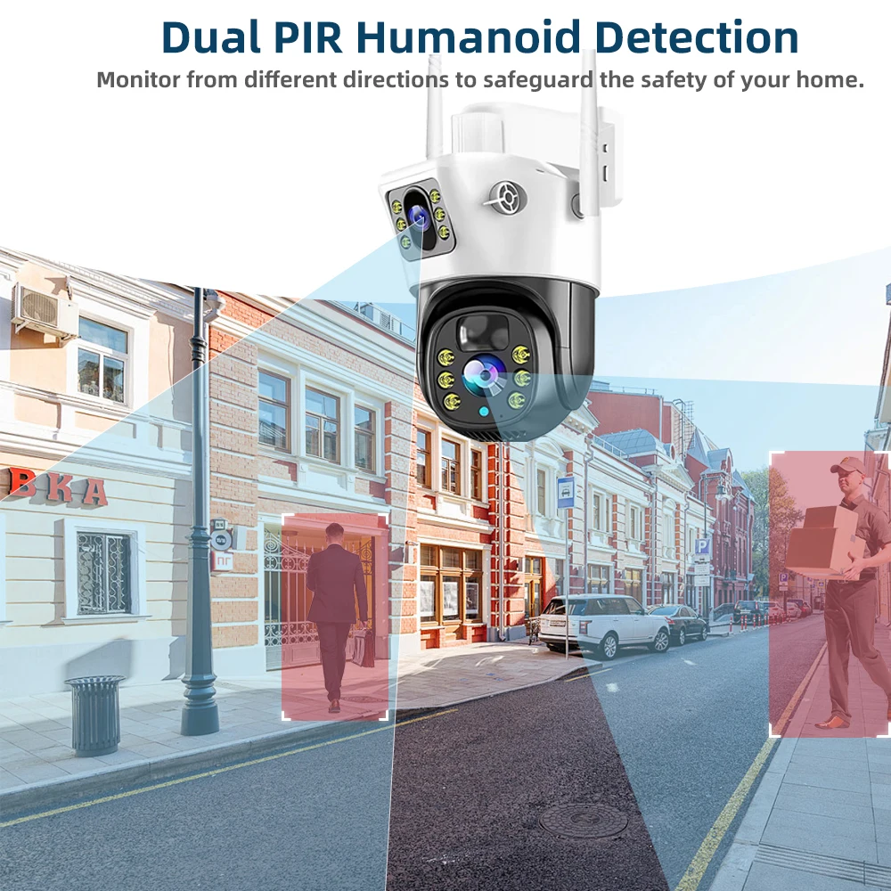 8MP Dual Screens 4G WiFi IP Camera 10x Optical Zoom PTZ Auto Tracking Color Night Vision Wireless Security Protection Monitor