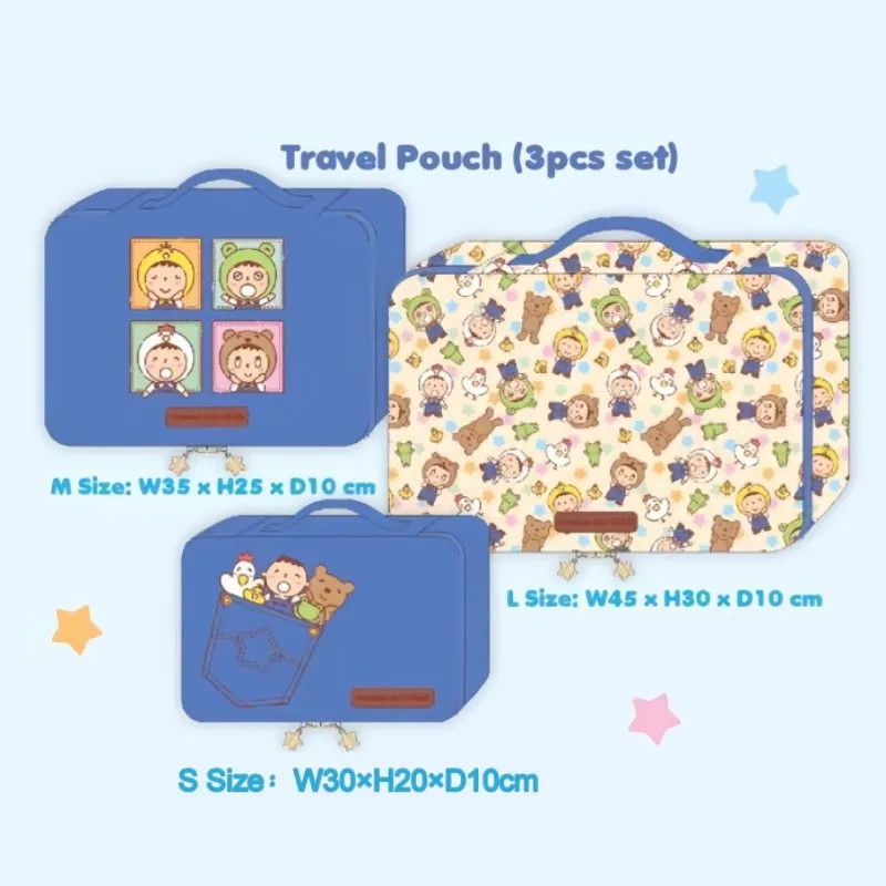 

Portable Lightweight Clothing Storage Bag Cartoon Print Large Mouth Design Handheld Bag Nylon Material Travel Organization Set