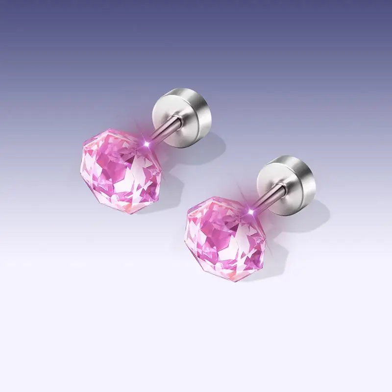 Floral Cubic Zirconia Ear Stud Earrings, Hypoallergenic Titanium Stackable Cartilage Helix Conch Piercing Jewelry