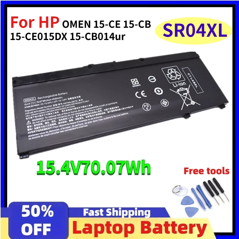 

For HP OMEN Battery SR04XL, for HP OMEN 15-CE 15-CB 15-CE015DX 15-CB014ur & TPN-Q193 TPN-Q194 HSTNN-DB7W 917724-855 15.4V70.07Wh