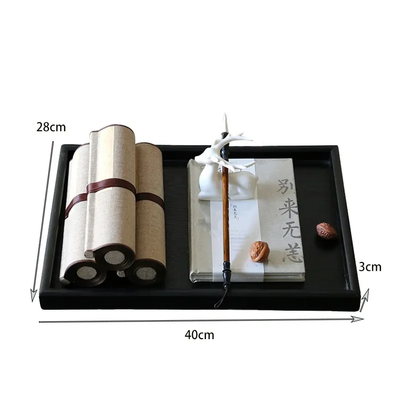 Chinese Style Zen Tray with Scroll Book Ornament Creative Home Decor for Study Office Desktop Display Model Room Aesthetic