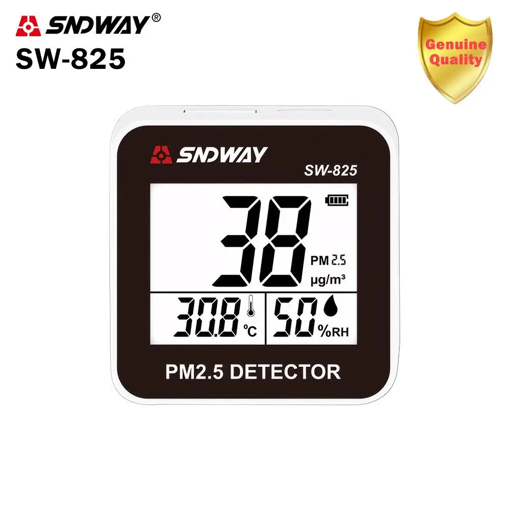 SNDWAY Air Quality Monitor SW-825 Digital PM2.5 Detector 0-500ug/m³ Mini Portable Temperature Humidity Meter Laser Sensor