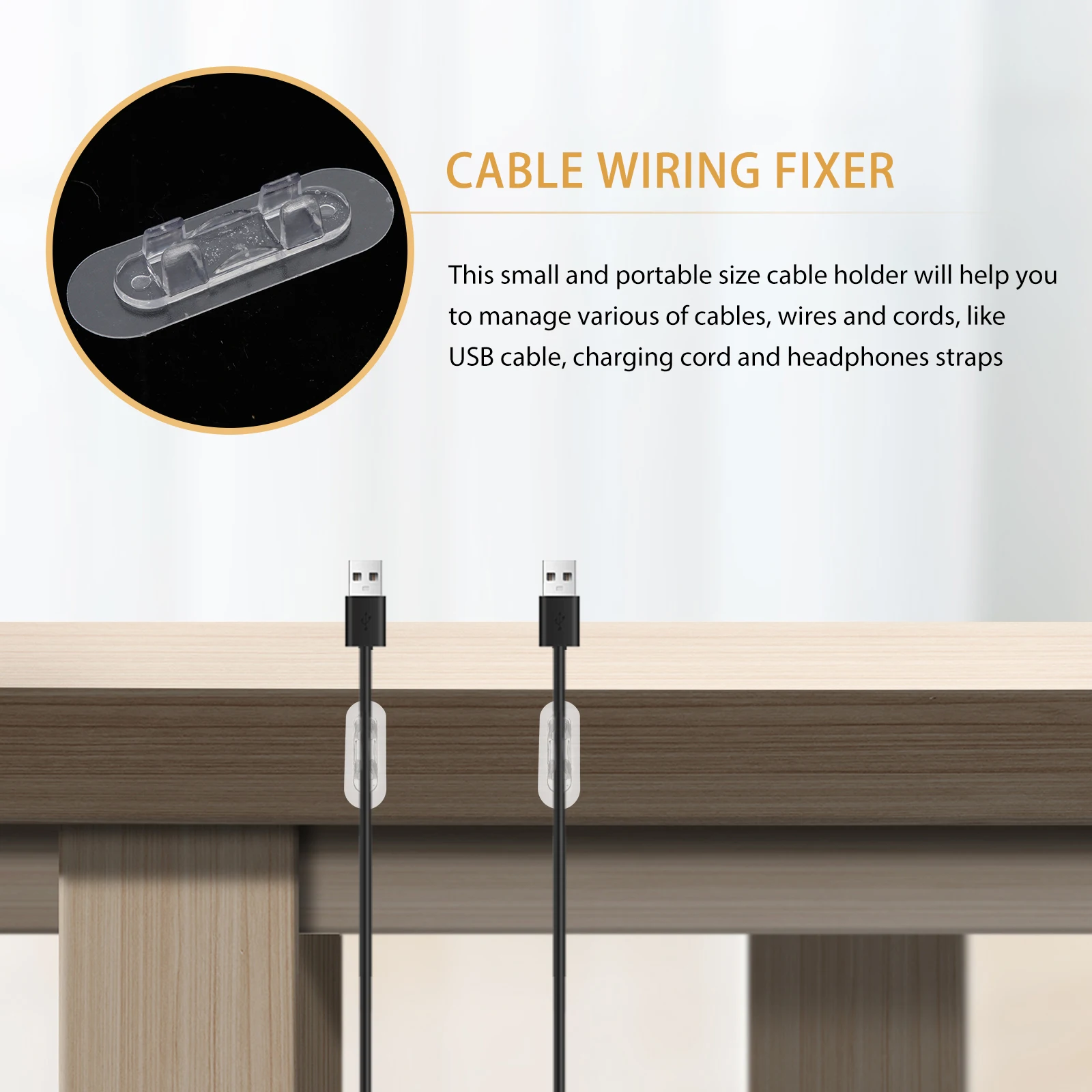 

10Pcs Acrylic Cable Organizer No Tools Required Desk Wire Management Fixer for USB Chargers Headphones Home Office Use