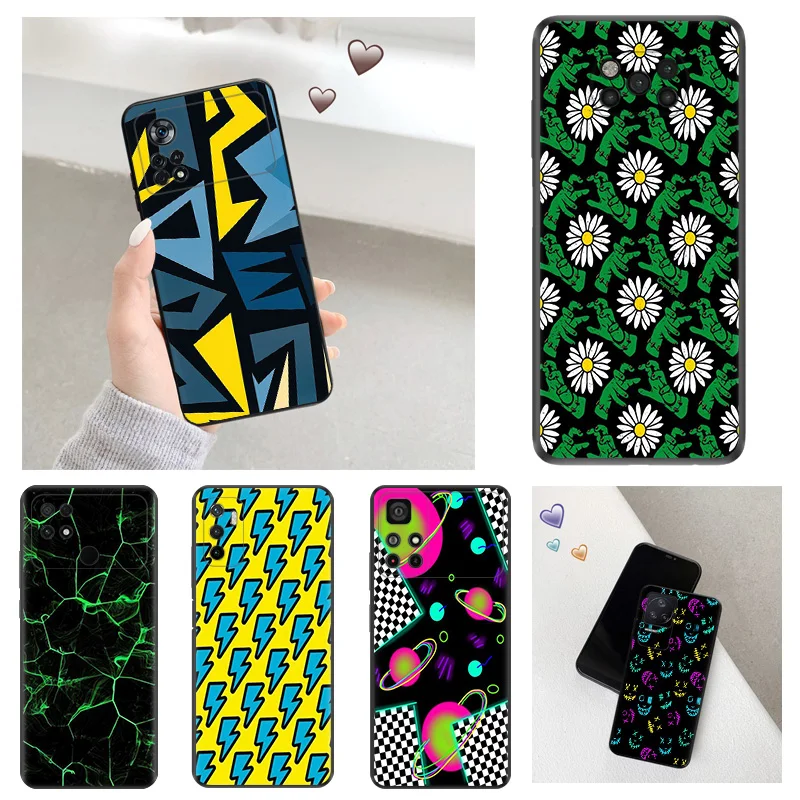 Anti-Drop Soft Phone Case For Xiaomi Poco x5 5G x4 x3pro f1 f3 gt f4 f5 m5 m4 m3 c40 c50 c51 Fashion Tornado Lightning Art Cover