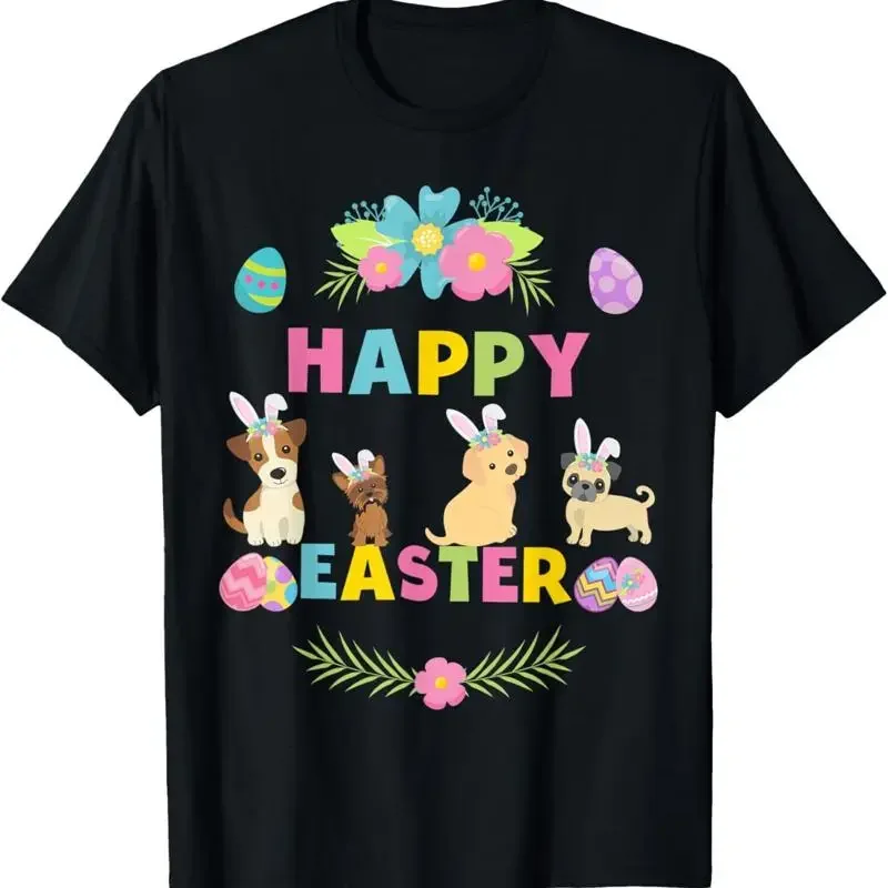 Easter Floral Dogs With Bunny Ears And Eggs Cute Puppy T Shirt