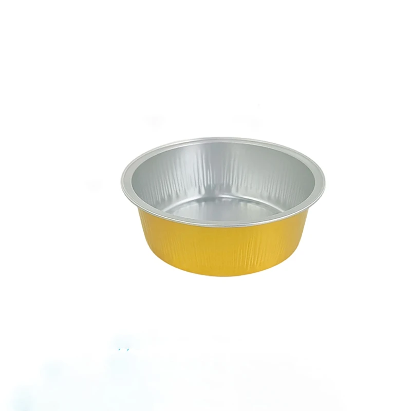 50/100pcs Pack 150ml Gold Round Aluminum Foil Pudding Cups Disposable High Temp Resistant Baking Molds for Cakes Souffle Dessert
