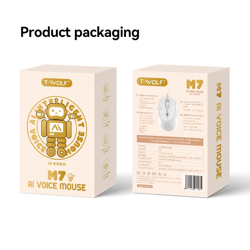 M7 AI Mouse Suara Cerdas Bluetooth 2.4G Nirkabel Pengisian Daya Tipe-C Input Suara Menulis Terjemahan Tablet Macbook AirM Laptop