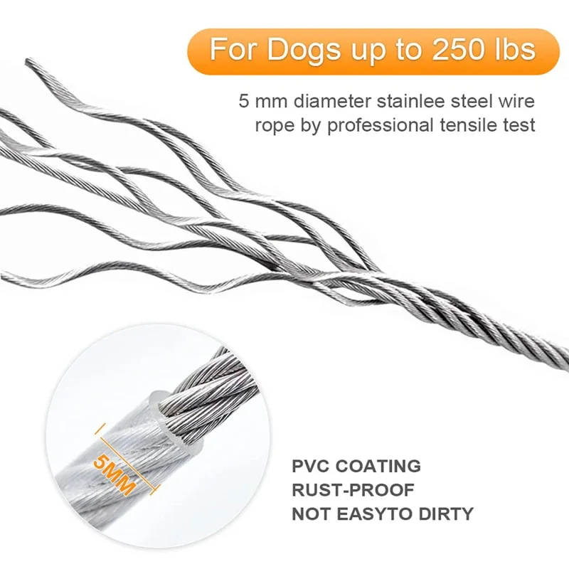 Correa doble para perros de cable de acero con hebilla metal_voghion.com