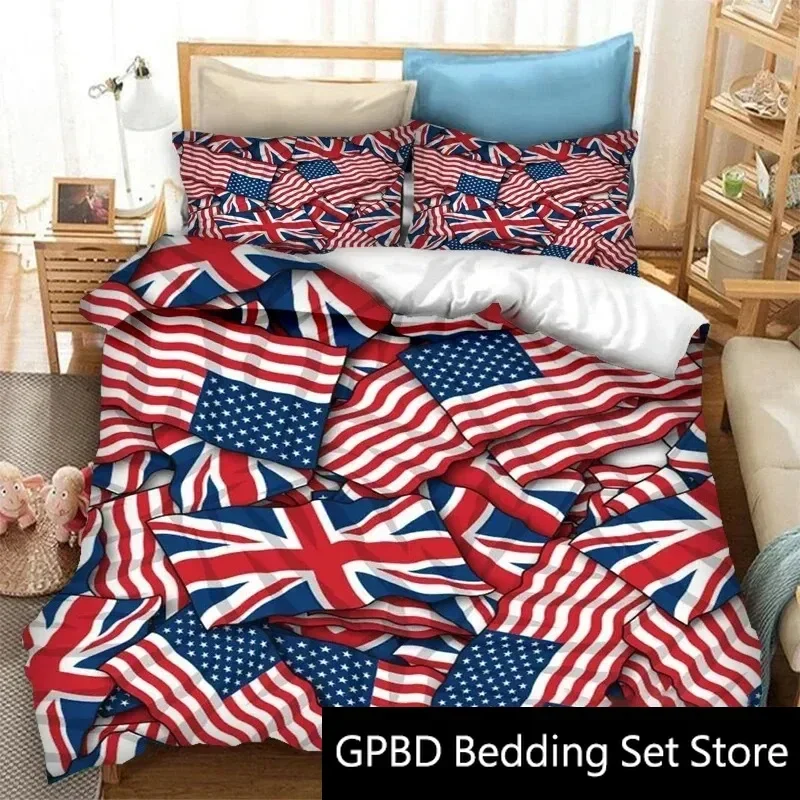 3D Print Britain United Kingdom Flag Bedding Set Double Twin King Duvet Cover Comforter Pillowcase Boys Girls Adults Bedroom