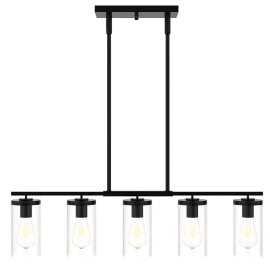 

Zevluck 5 Light Island Lights for Kitchen Chandelier Light Fixture with Glass Shades Dining Room Light Fixtures Over Table with