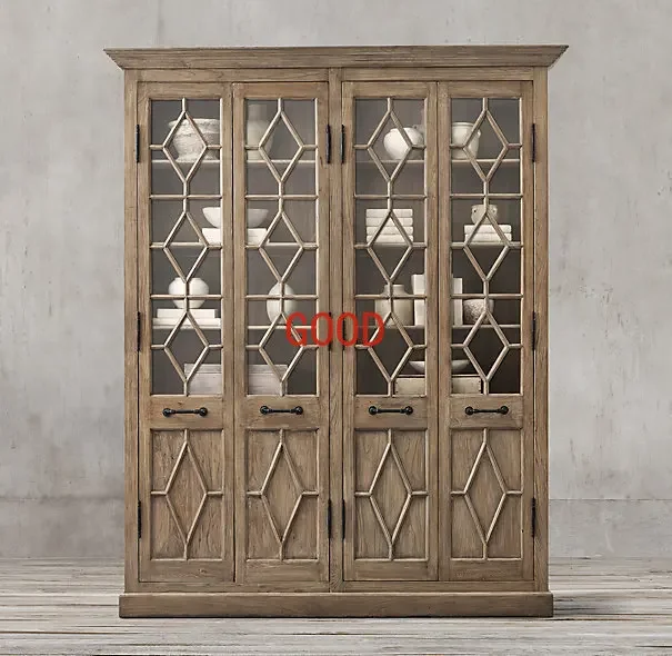 American Country Solid Wood Bookcase French Antique Villa Oak Bookcase