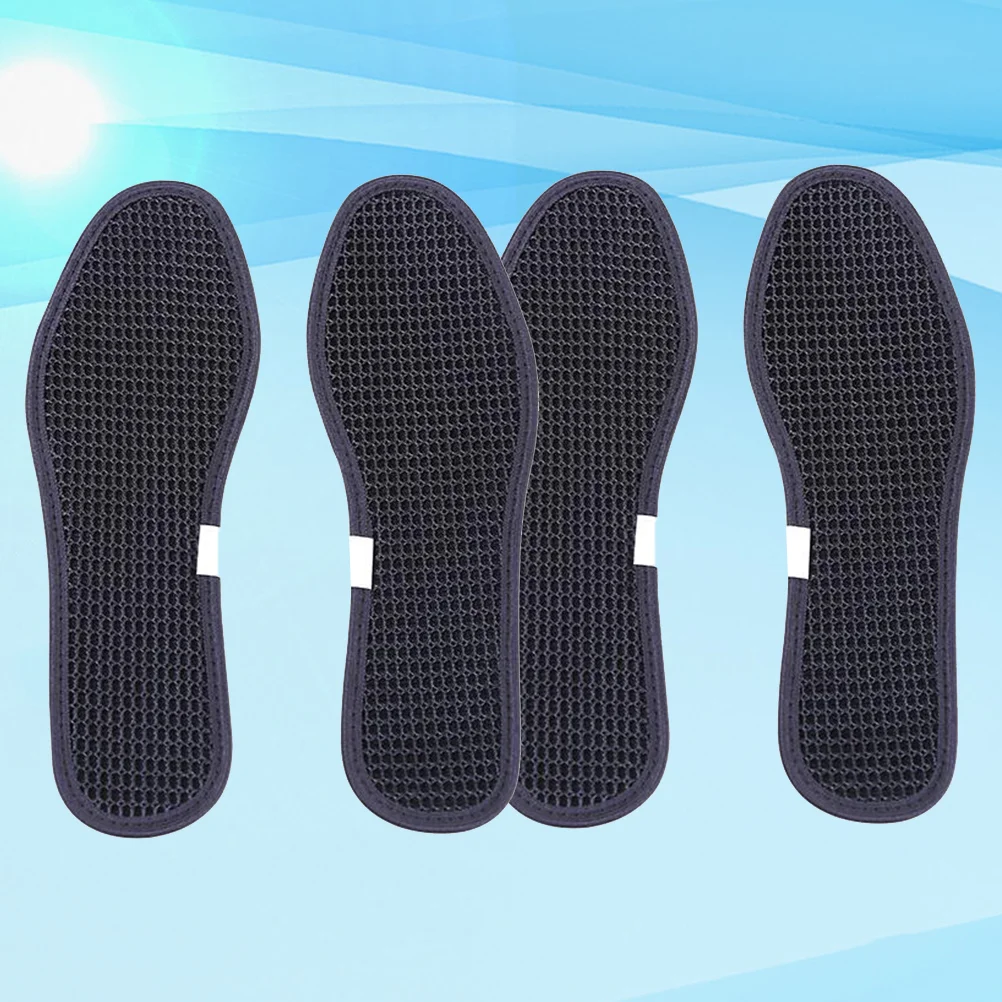 Plantillas de carbón de bambú para zapatos, plantillas de malla, absorbentes de sudor, antiolor, almohadillas para zapatos, deportes, correr, negro, 2 pares