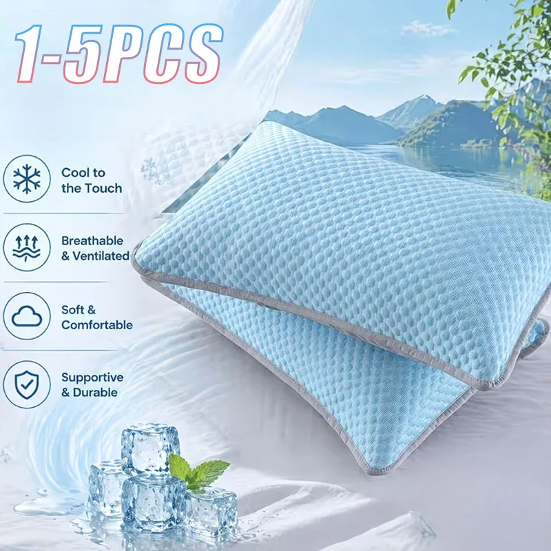 1-5PCS Summer Cooling Pillow Cover Ice Silk Material with Breathable Soft Smooth Washable for Hot Sleepers Home