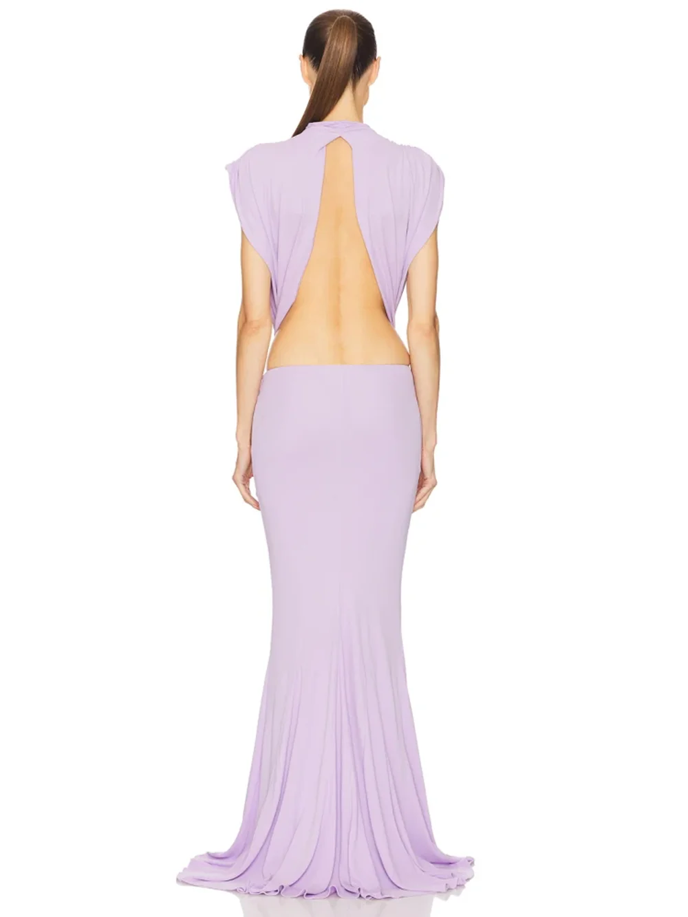 Modphy elegante sem costas cortar magro maxi vestidos para mulher 2025 sexy sem mangas arco longo feriados festa formal vestidos de noite