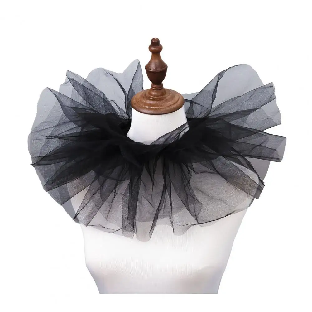 

Removable Puffy Mesh Faux Collar Clown Circuss Shirt Collar Business Weddings Parties Cosplay Accessories 메쉬 칼라