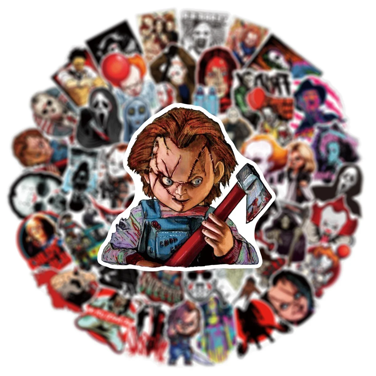50Pcs Horror Movie Stickers Halloween Theme Waterproof Decals for Scrapbooking Phone Luggage DIY Craft - view 4