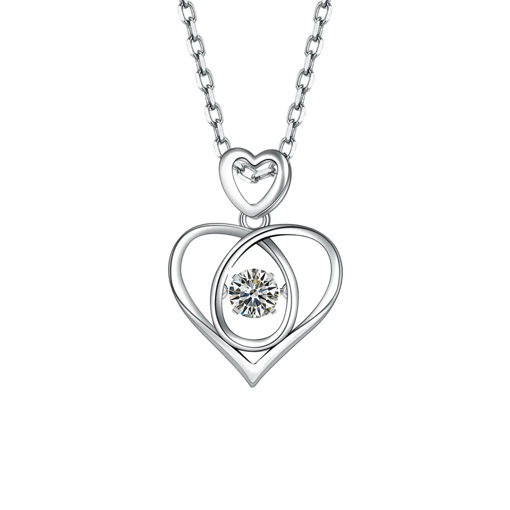 925 Sterling Silver Stylish Exquisite Love Shaped Smart Zircon Necklace Birthday Party Anniversary Gift