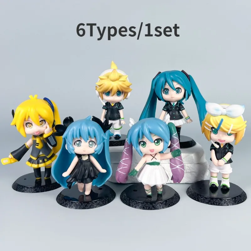 

New 6 types/set Hatsune Miku Q version set figures anime ornaments two-dimensional trendy ornaments For Children's gift