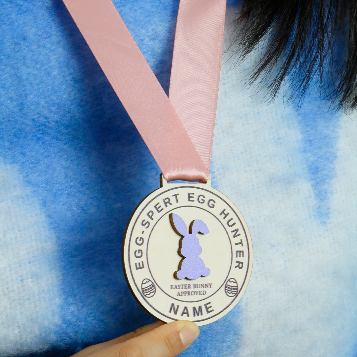 Custom Easter Bunny Medal with Ribbon, Personalized Keepsake