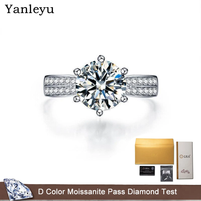 

Yanleyu Starlight Queen Wedding Ring 100% Real Platinum PT950 D Color 1ct 2ct 3ct Round Moissanita Diamond Fine Jewelry Women