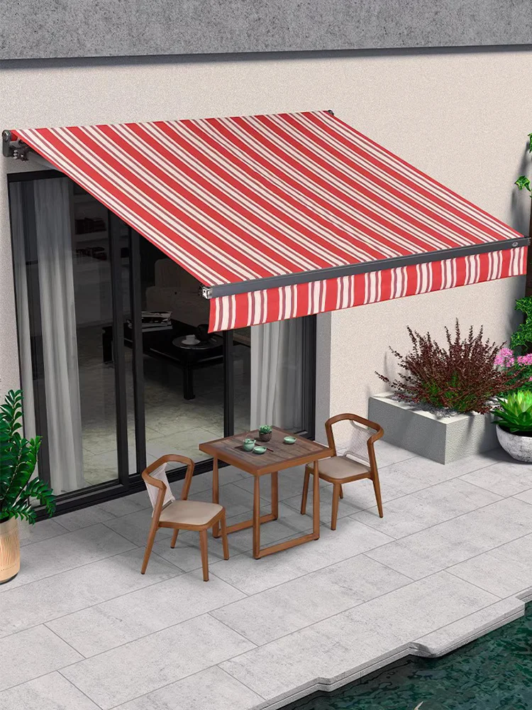 Telescopic Canopy Sunshade Telescopic Hand Shake Balcony Courtyard Electric Folding Canopy Outdoor Rainproof Canopy