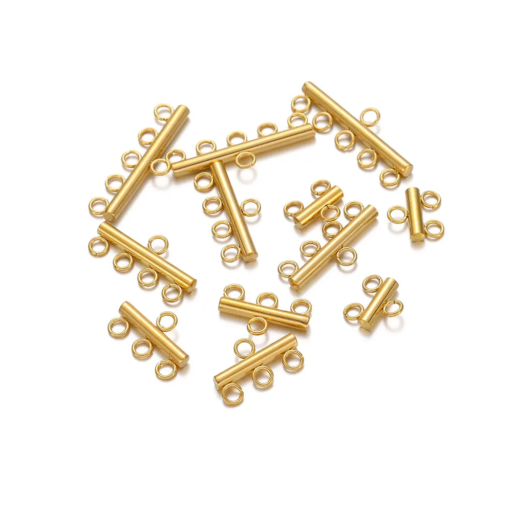 10Pcs Stainless Steel Layer Clasps Pendant Bails Connectors 3 Loops Drop Earrings Links Chains for DIY Necklace Jewelry Making