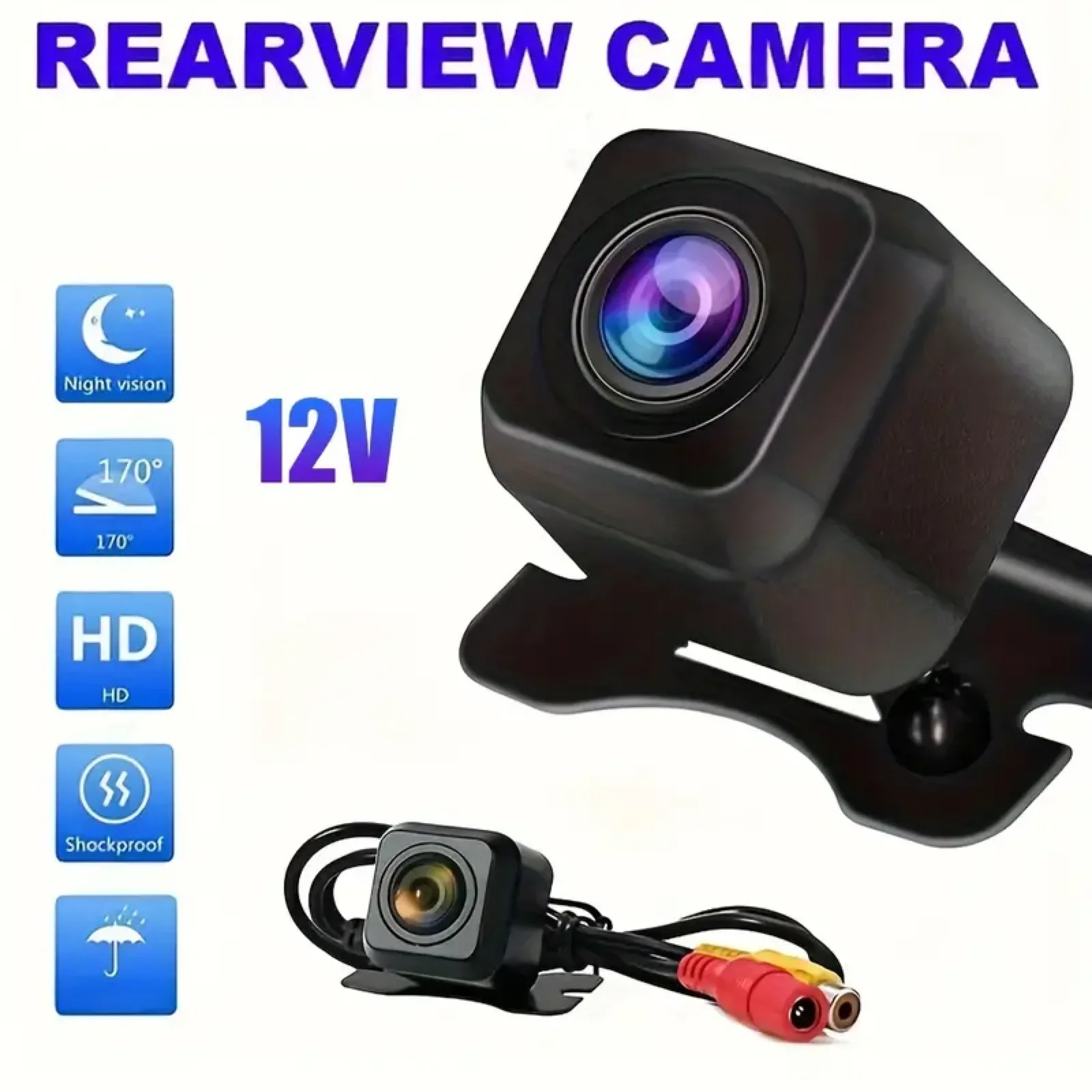 

QueenDer Car Rear View Camera 170 Degree Wide Angle 12V Night Vision Reverse Parking Waterproof CCD LED Backup Monitor Universal