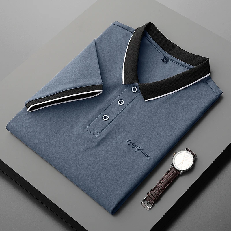 

Classic Hot POLO Shirt Pure Cotton Short-sleeved Men's T-shirt Half-sleeved Sweat-absorbing and Sun Protection Clothes