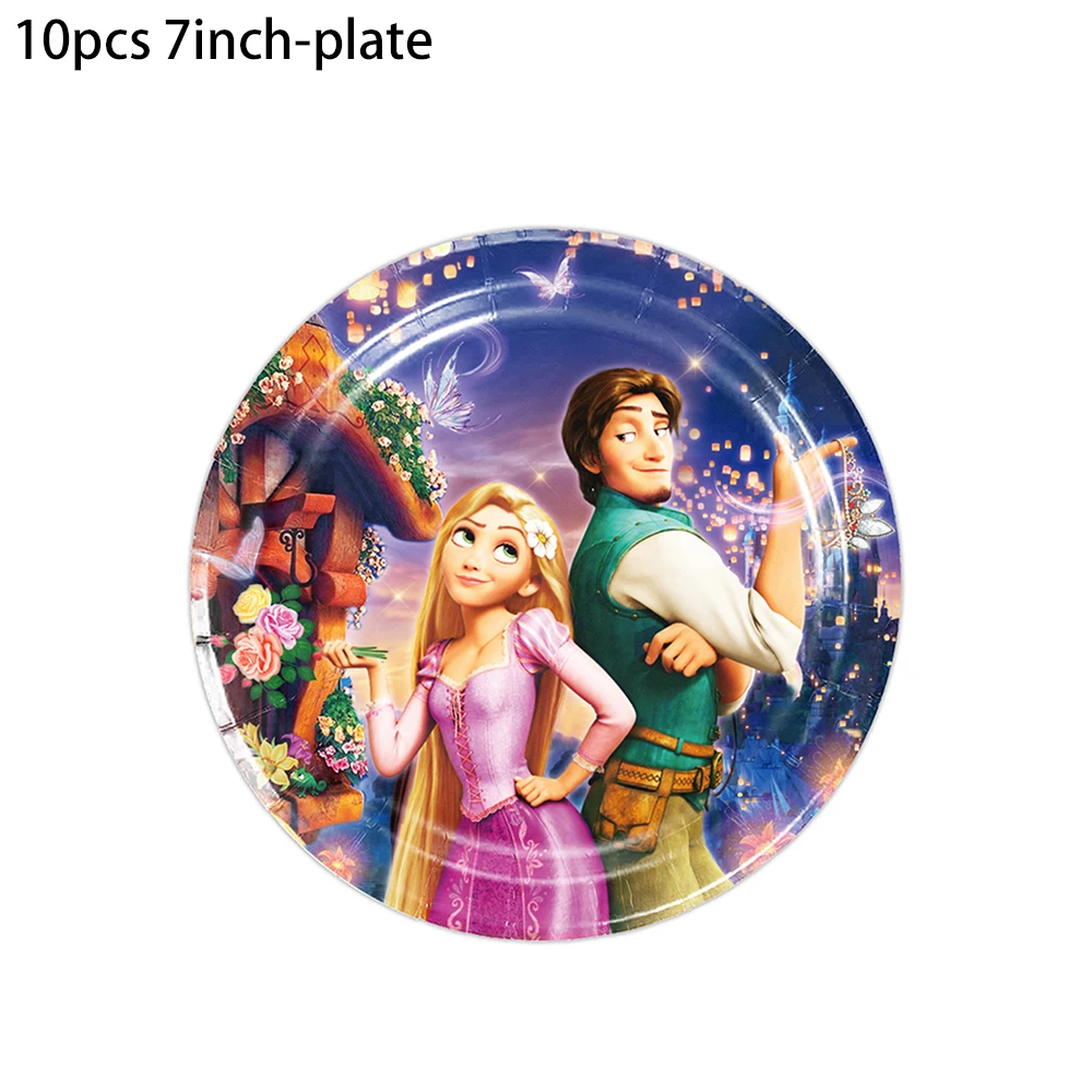 Disney Tangled Rapunzel Princess Birthday Party Disposable Tableware Cup Plate Napkin Balloons for Girls Party Decor Supplies