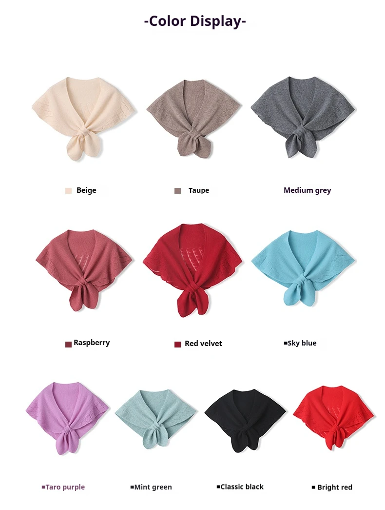 Durchbrochener kleiner Schal für Damen, Wolle, Fischschwanz, eleganter französischer 100-Woll-Strickumhang, weicher Hals, warmer Cappa, gemütlicher modischer Schal – Detail 4