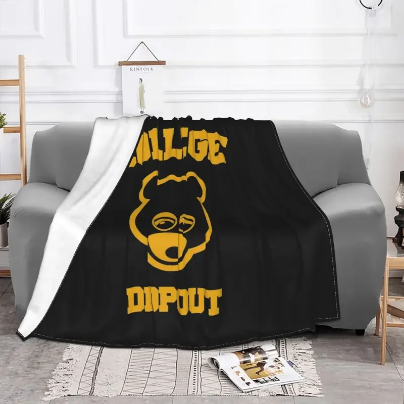 The College Dropout Kanye West Blanket Fleece Summer Breathable Lightweight Throw Blankets for Bed Office Bedspreads