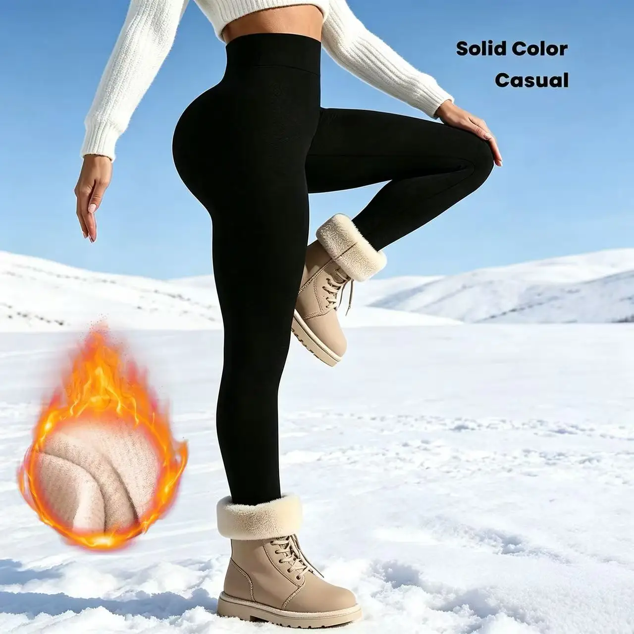 Women's leggings with high waist and warm lining in autumn and winter, padded casual pants, suitable for yoga