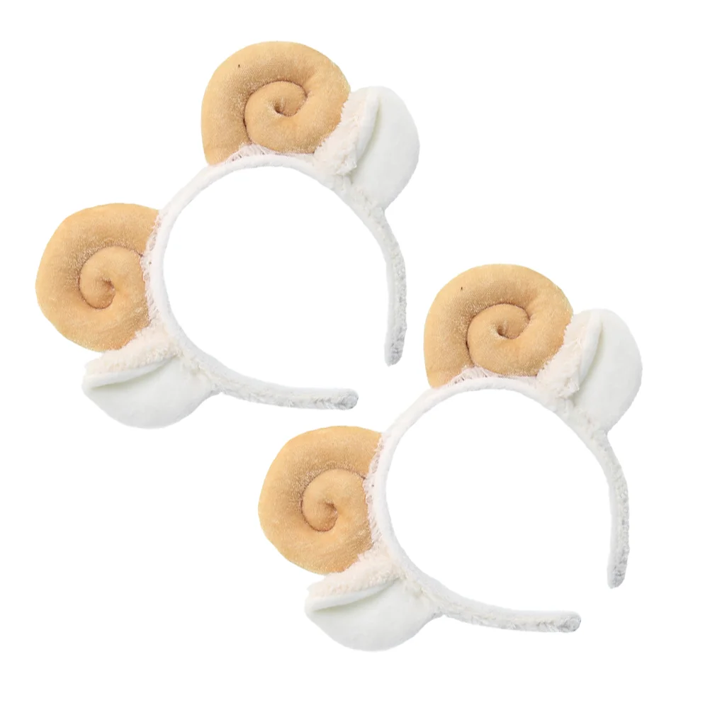 Diadema de croissant Adorable Spa con orejas de cordero, aros para Cosplay, orejas de oveja, maquillaje de baño, cuerno de tela de animales, 2 uds.