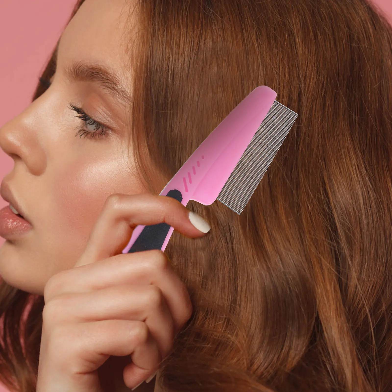 

s Fine Tooth Comb Stainless Steel Dandruff Removal Metal Hair Pick for Women Men Kids Pets Pink Scalp Brush Combs Anti Static