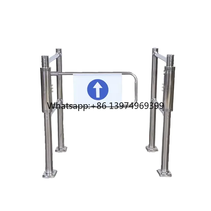 Supermarket Single Bi-Directional Entrance Pedestrian Swing Gate Fingerprint/RFID/ESD/QR/Face Recognition Stainless Steel IP65